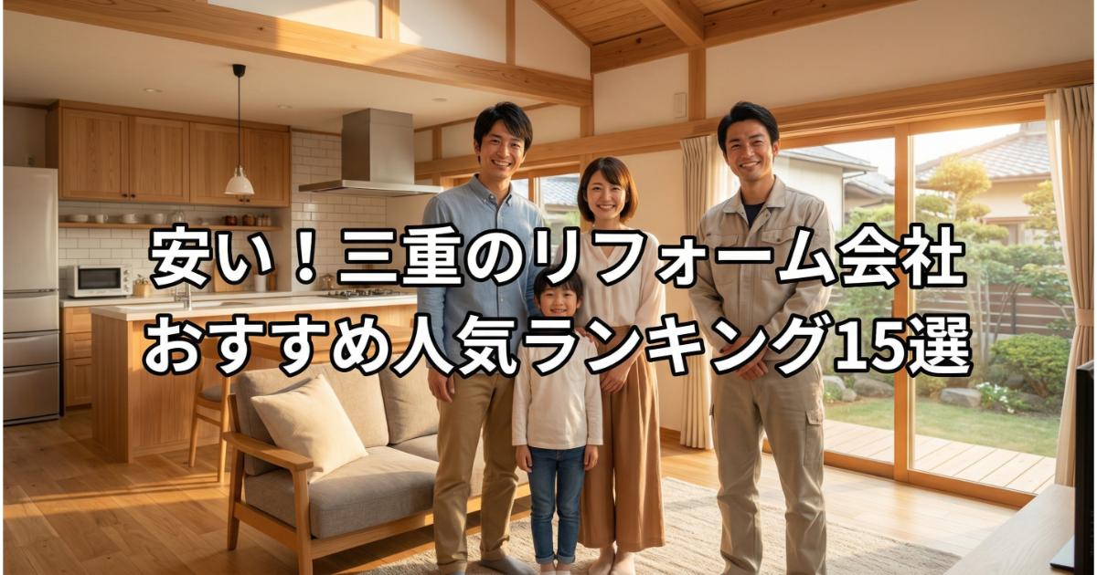 【安い】三重のリフォーム会社ランキング人気15選！費用面や評判・おすすめの工務店を解説