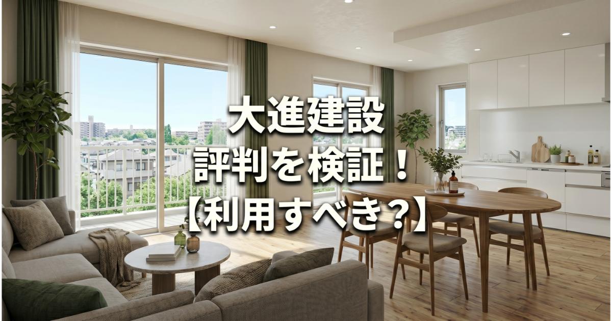 大進建設の口コミ・評判は良い・悪い？ズバリ利用すべきか本音で語ります【やばい？】